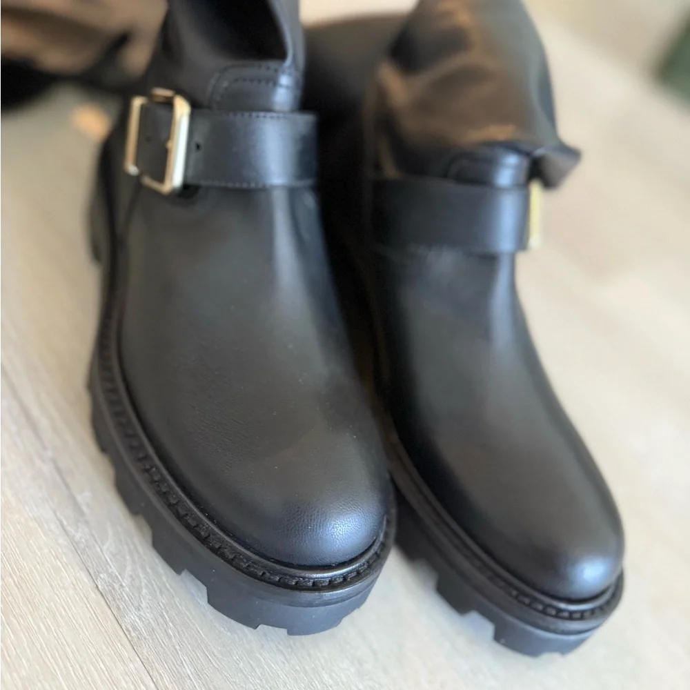 New JIMMY CHOO Biker II buckled leather over-the-knee boots $1,350 36